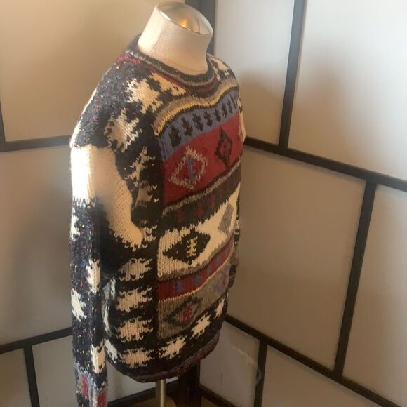 Vintage Woolrich Sweater Women's Large Wool Fair Isle Crewneck Pullover Grandma - Picture 3 of 9